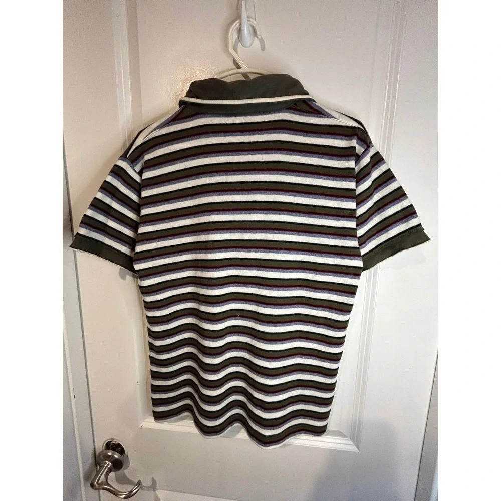 Vintage 90's Y2k Jimmy Hendrix Music Promo Graphic Striped Polo Shirt Mens Small